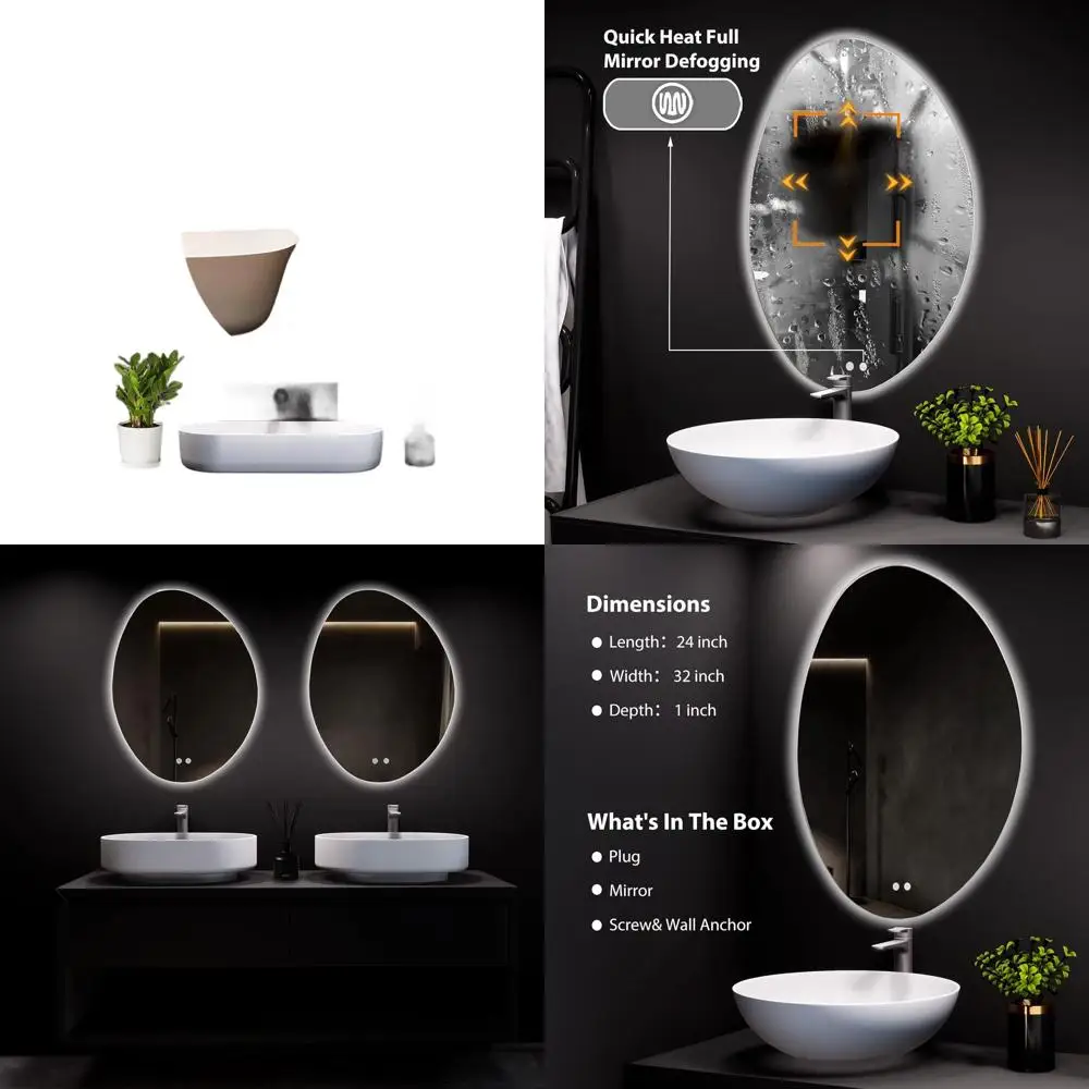 

Зеркало для ванной с LED-подсветкой 24 x 32 дюйма, 3 цвета и регулировка яркости, для установки на стену или в зеркальный шкафчик