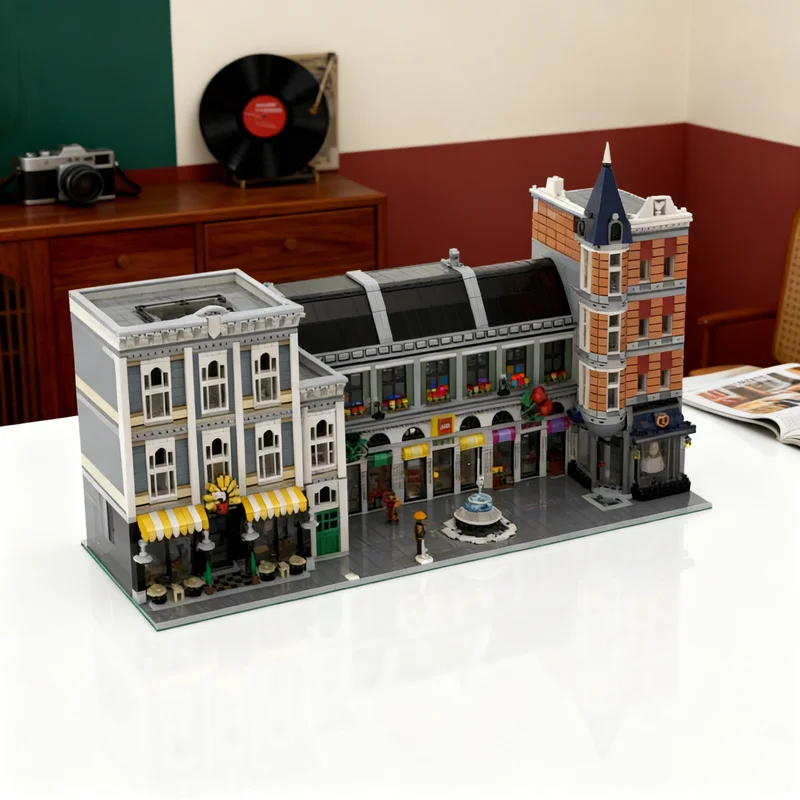 

7262 детали MOC: Гигантская модульная модель городской улицы, строительные блоки, архитектурный конструктор, рождественский подарок, развивающая игрушка