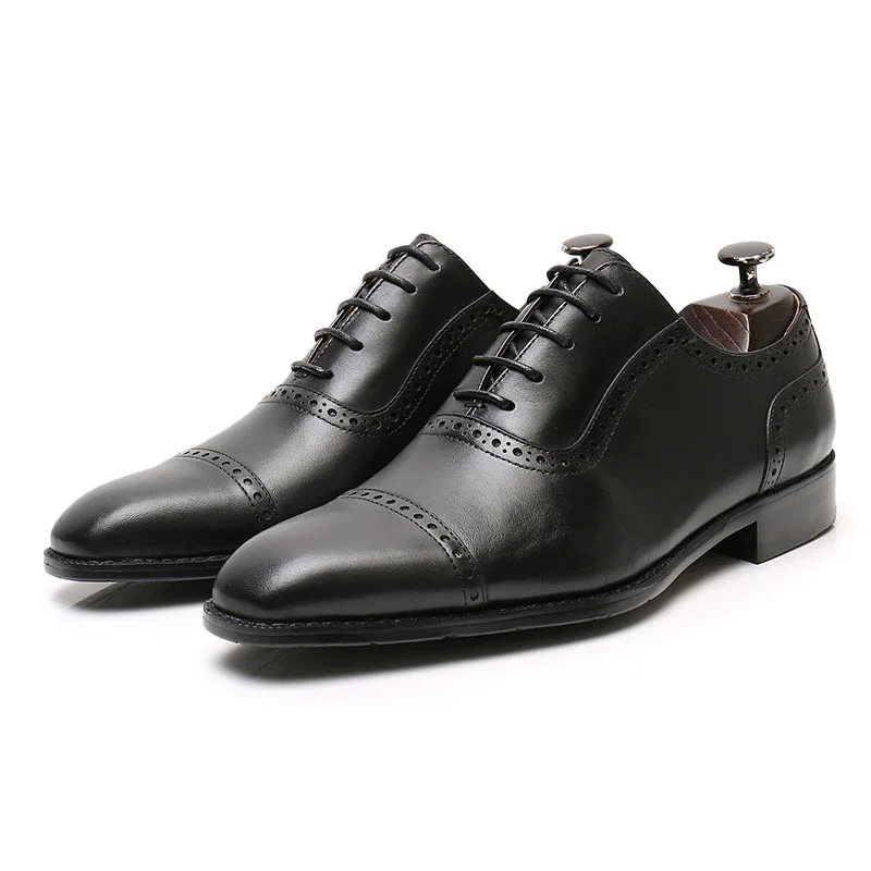 

Genuine Leather Handmade Fashion Luxury Business Calf Leather Comfortable Men Shoes Formal Derby Wedding Shoes Men Office Shoes