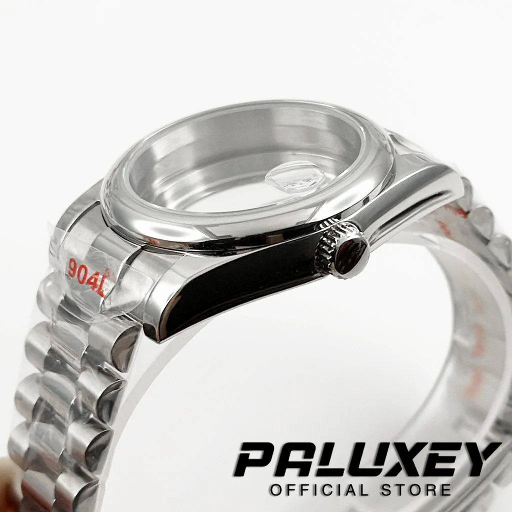 36MM/40MM Sapphire Crystal 316L Steel NH35 Watch Case And President Strap For NH34 NH35 NH36 ETA 2824 PT5000 Automatic Movement