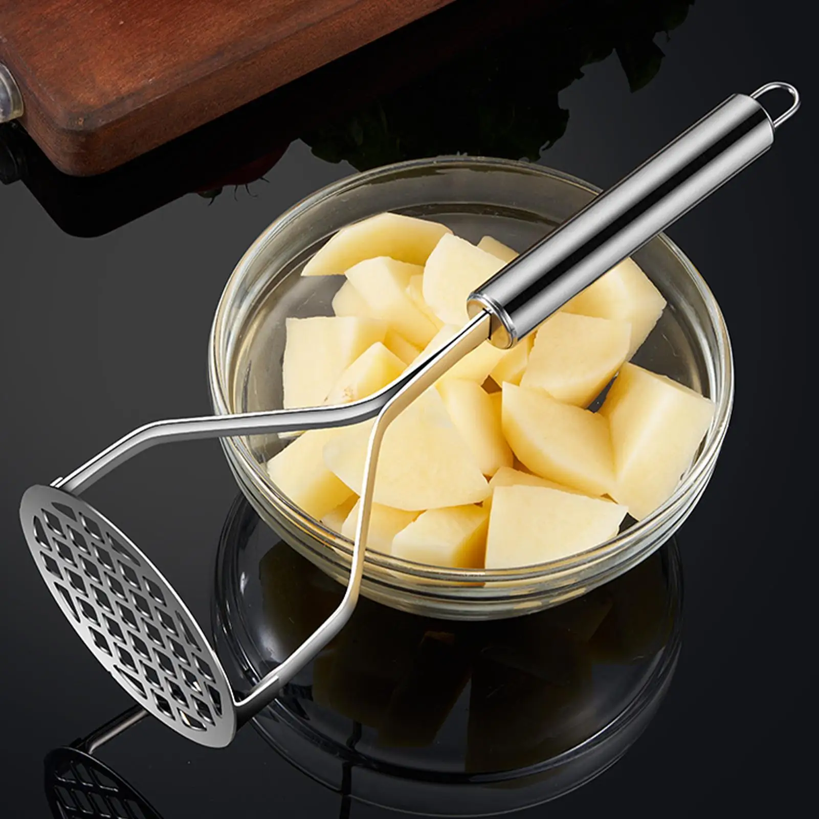 

Stainless Steel Potato Masher Manual Fruit Vegetable Pressure Mud Machine Kitchen Children Food Crusher for Cooking Pureeing