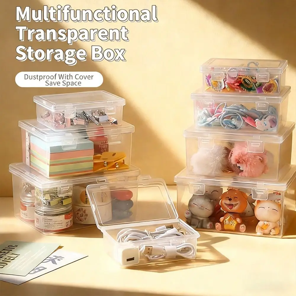 Large Capacity Transparent Plastic Box Dustproof with Lid Cable Miscellaneous Items Organizer Multifunctional