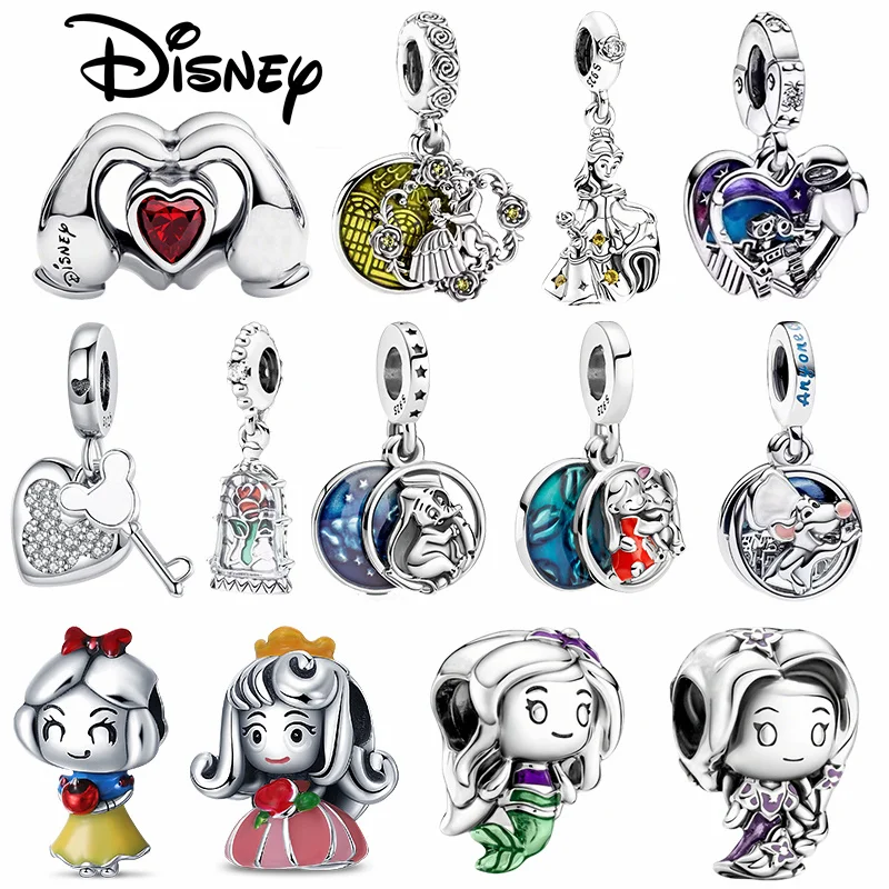 Colgantes de plata 925 de Disney Mickey Blancanieves Boutique aptos para collar pulsera Original DIY Festival regalo de fiesta para mujer