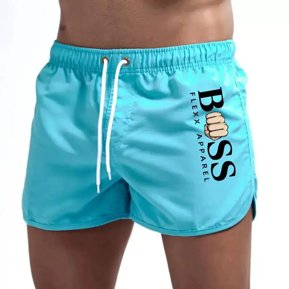 2024 new men\'s beach shorts Men\'s fashion polyester multi-color sports men\'s three-point shorts