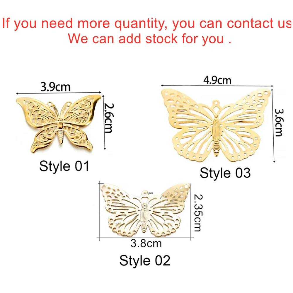 20/30Pcs Butterfly Filigree Wraps Metal Charm Pendant Connectors Crafts for DIY Jewelry Making Accessories Supplies