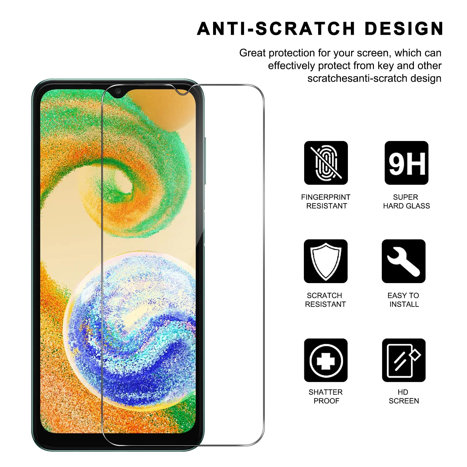 Screen Protector For Galaxy A04 Samsung Tempered Glass HD High Aluminum Crystal 9H Transparent Clear Case Friendly