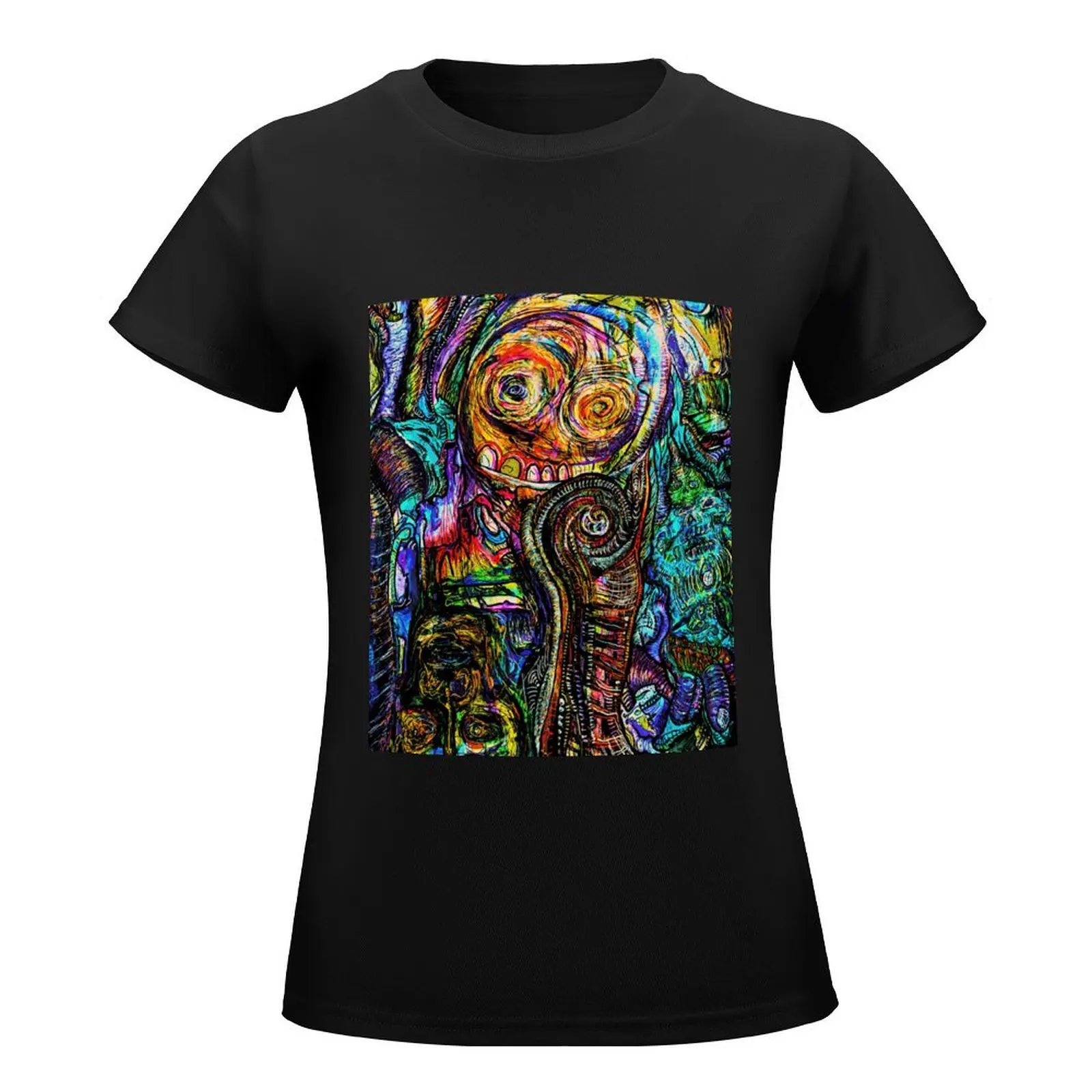 Traces of Faces T-Shirt funny animal print shirt for girls female shirts graphic tees rock and roll t shirts for Women