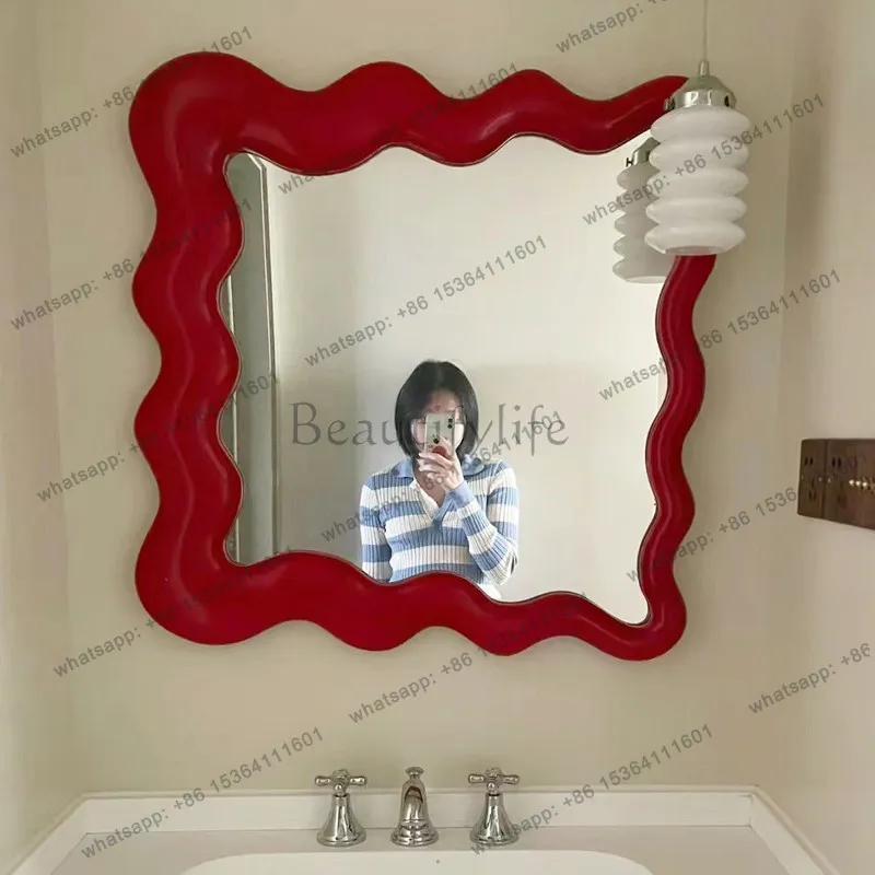 LJY Hanging Save Space Mirror Aesthetic Cheap Modern Vintage Room Decor Cheap Cute Mirror Universal Spiegels Living Room Decorat