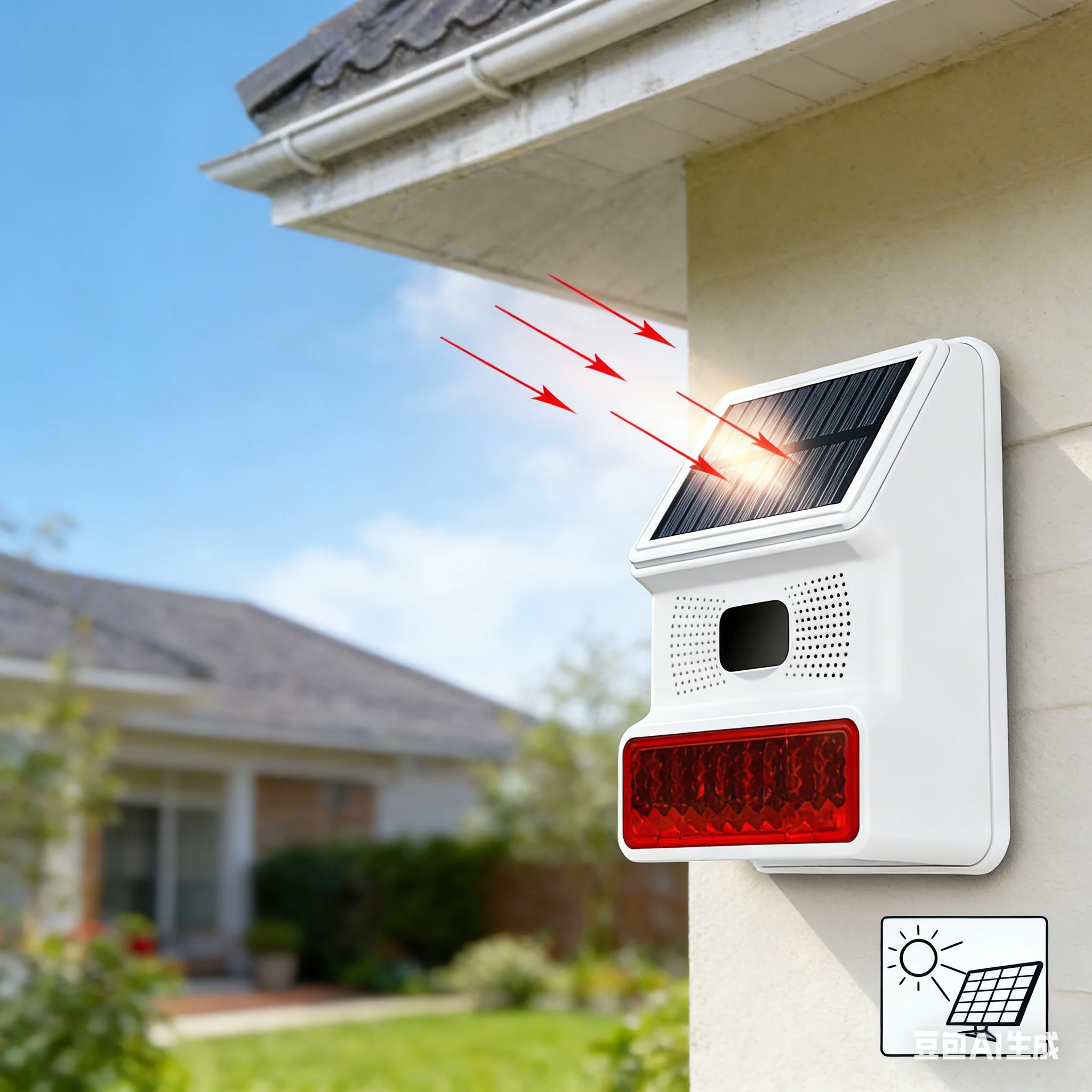 

TAIBOAN 433MHz Wireless Solar Siren, Outdoor Anti-Theft Sound Light Alarm Horn for WiFi GSM Home Security System