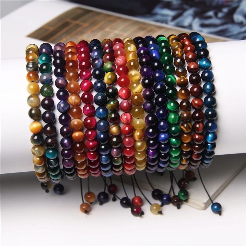 Blue Tiger Eye 6MM Beads Braided Bracelet Natural Stone Buddha Bracelets For Women Men Health Protection Meditation Jewelry