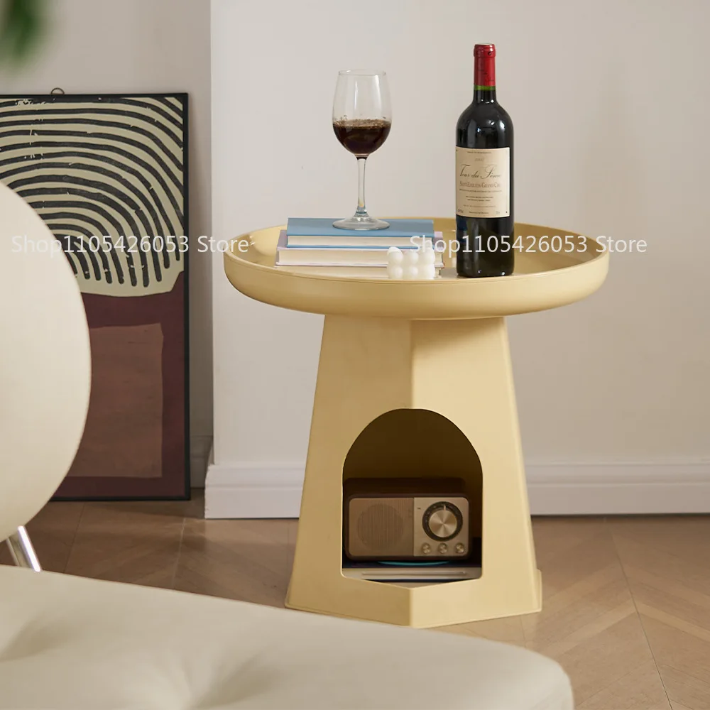 Cream wind sofa edge few corners simple modern living room small round table household creative plastic bedside table rack