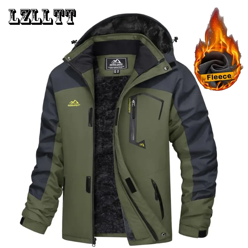 Winter Men Warm Outdoor Jackets Coats Men Waterproof Thick Fleece Jackets Men Outwear Casual Windproof Parkas Jacket Male LZLLTT