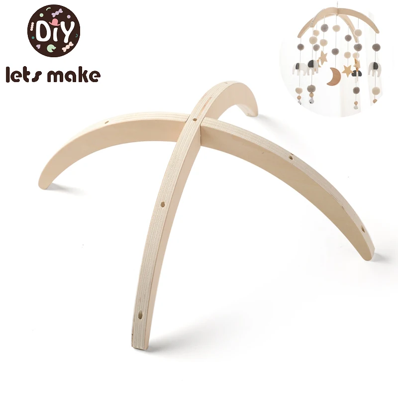 Let's Make Baby Wooden Bed Bell Bracket Mobile Rattle Toys 0-12 Months For Newborn Hanger Baby Crib Wood Toy Holder Arm Bracket