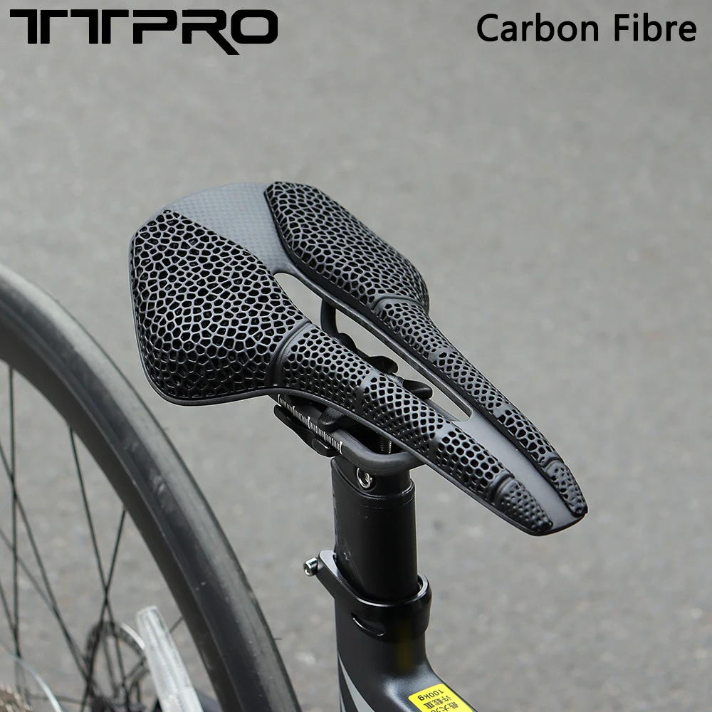 TTPRO 3D Printed Bike Carbon Saddle Super Light Road MTB Racing Seat Cushion 150G Mountain Gravel Bicycle Seat Cycling Parts