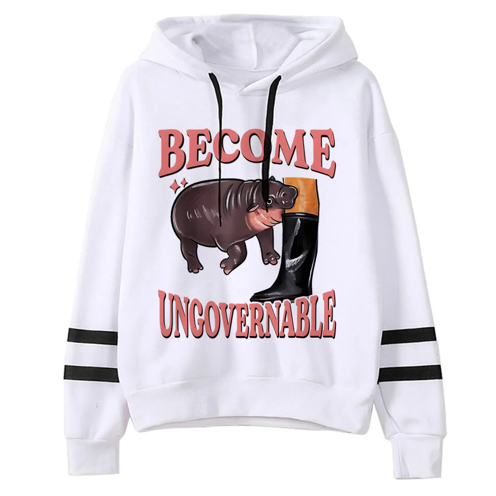 Felpa con cappuccio Moo Deng comico abbigliamento casual maglione anime trendy athleisure femminile hoddie pullover invernale modello grafico comico