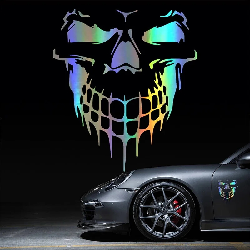 Car Skull 3D Vinyl Reflective Film Funny Stickers Decals Auto Motorcycle Waterproof Car Styling Decoration Exterior Accessories