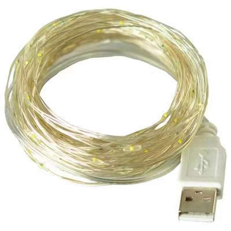 Guirxiété lumineuse LED en fil de cuivre, lumières dégradées USB, lampes de guirxiété pour festival, fête de mariage, extérieur, décoration de Noël, 1 m, 2 m, 3 m, 5 m, 10m