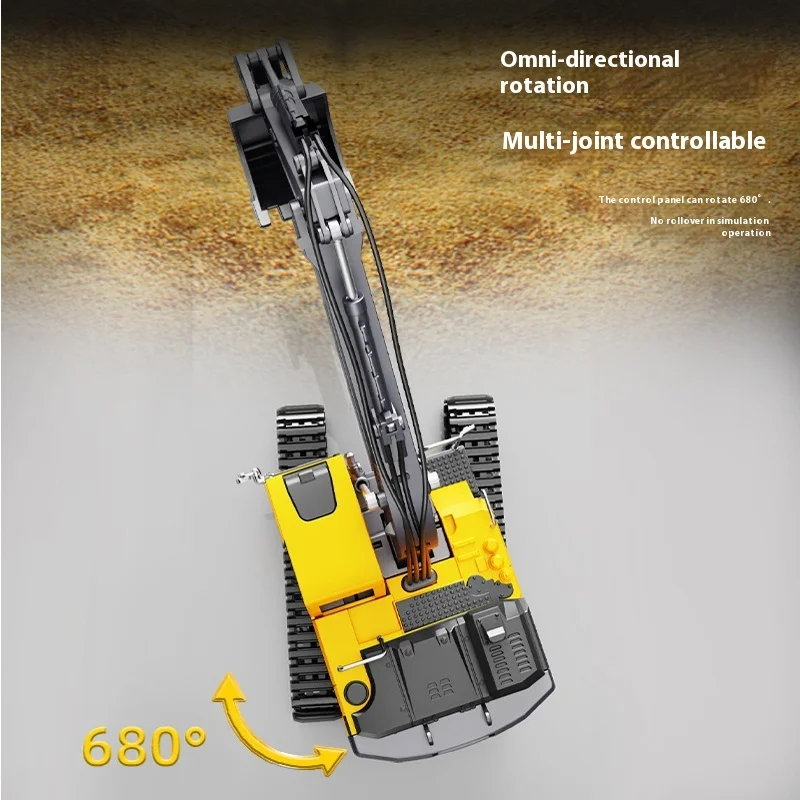 Escavadeira elétrica grande rc, brinquedo de controle remoto, mecanismo de gancho realista, presente para meninos, equipamento de simulação de carro, presentes de feriado