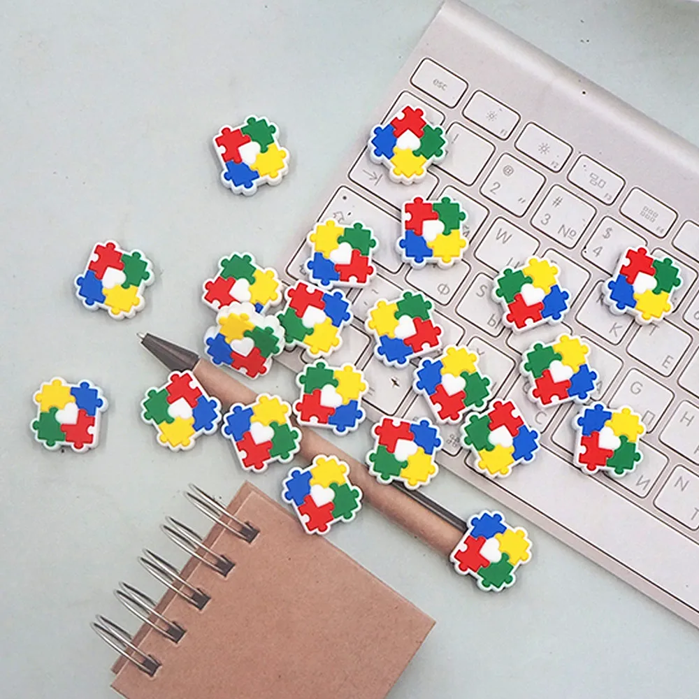 

Chenkai 50PCS Autism Charms Beads Silicone Focal Beads For Beadable Pen Character Beads For Pen Making DIY Dummy Pacifier