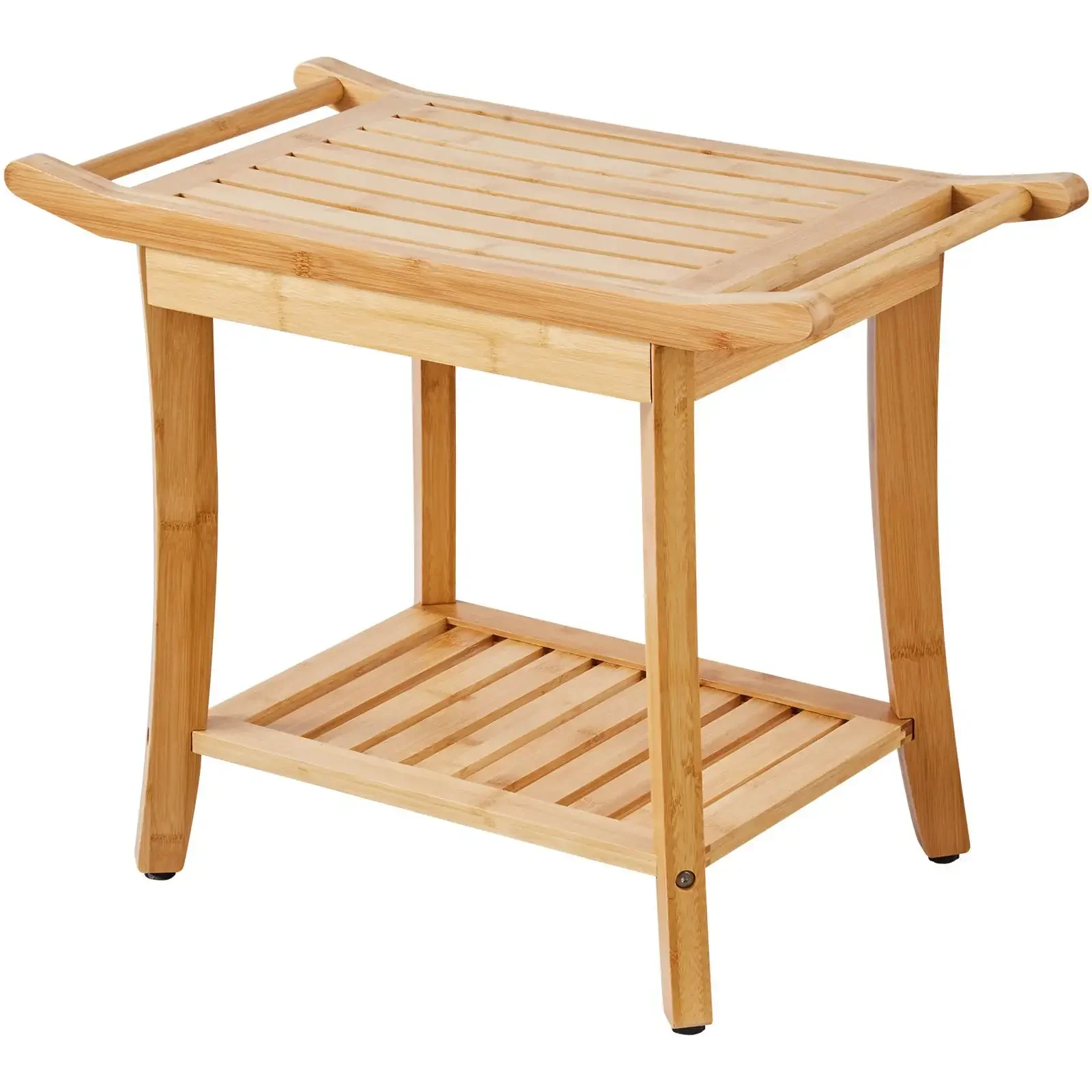 

Bamboo Shower Bench - 24"x13.8"x18.9" Bathroom Stool Chair for Shower