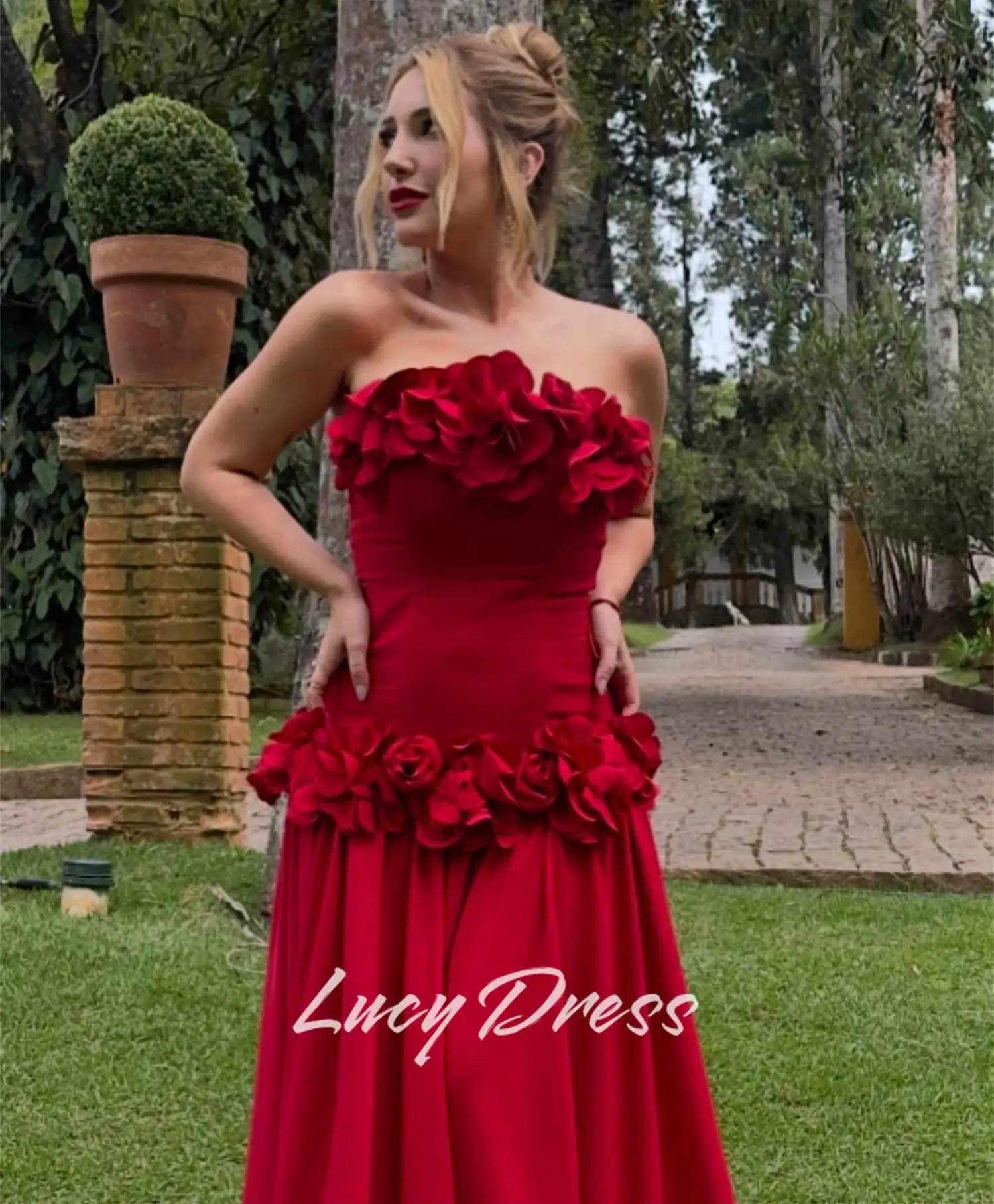 Lucy spersonalizowana suknie balowe luksusowa suknia wieczorowa sukienka damska na przyjęcie dla ślubna dekoracja z kwiatów sukienki sukienki koktajlowe