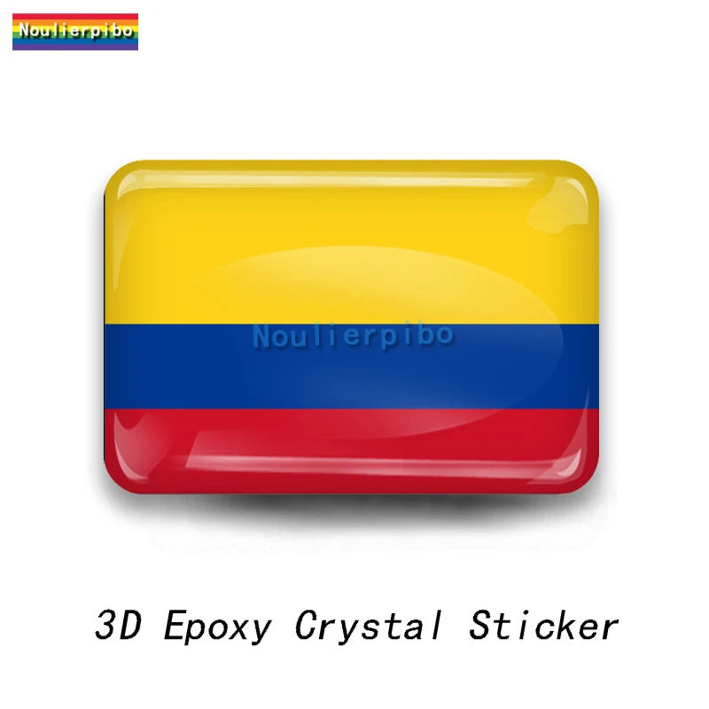 3D Epoxy Car Dome Sticker Colombia Flag National Emblem Map Car Window Bumper Motorcycle Helmet Cell Phone Vinyl Decal