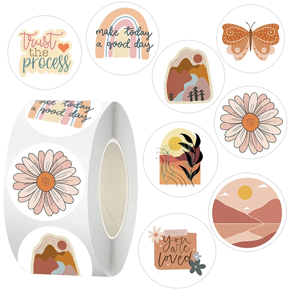 

500pcs/Roll Cartoon Bohemian Art Aesthetic Stickers Retro Graffiti Decal for Scrapbook Laptop Guitar Sealing Sticker Reward Gift