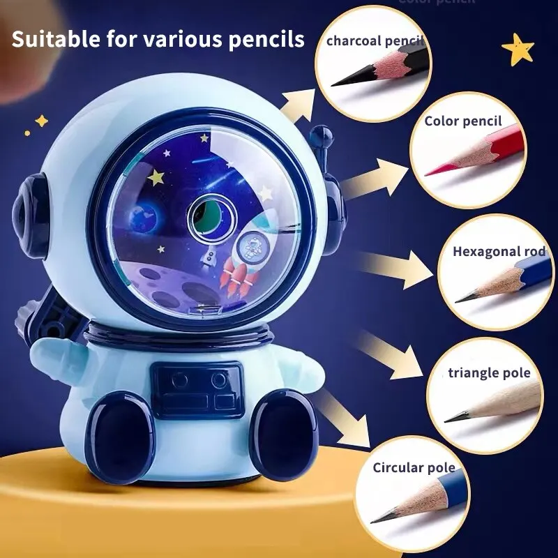 1pc astronauta Cartoon temperamatite studenti temperamatite manovella manuale temperamatite Cartoon Pencil Cutter per SchoolStat