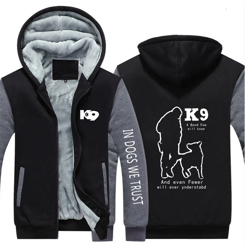 

TRAINER K9 Team K9 Unit Malinois 2023 Autumn Winter New Solid Color Stitching Sleeve Design Thicken Hoodie Mens Hooded Coat