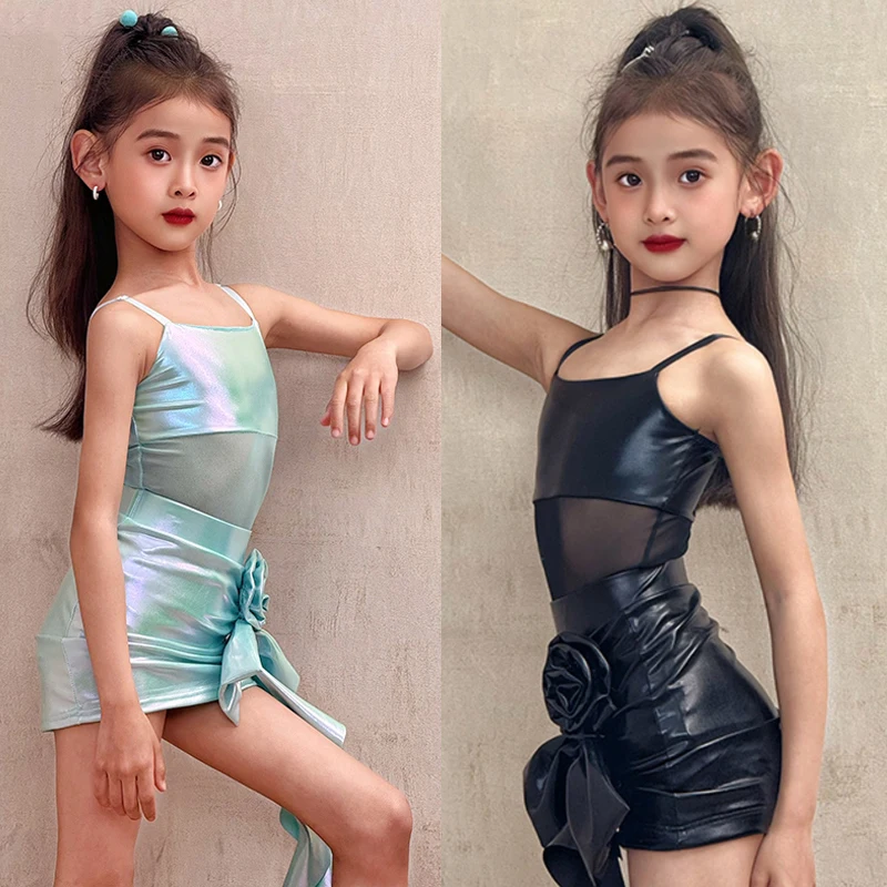 

Summer Chidren'S Chacha Rumba Latin Dance Dresses Girls Laser Latin Dance Party Dress Kids Performance Dancing Suits SL12768