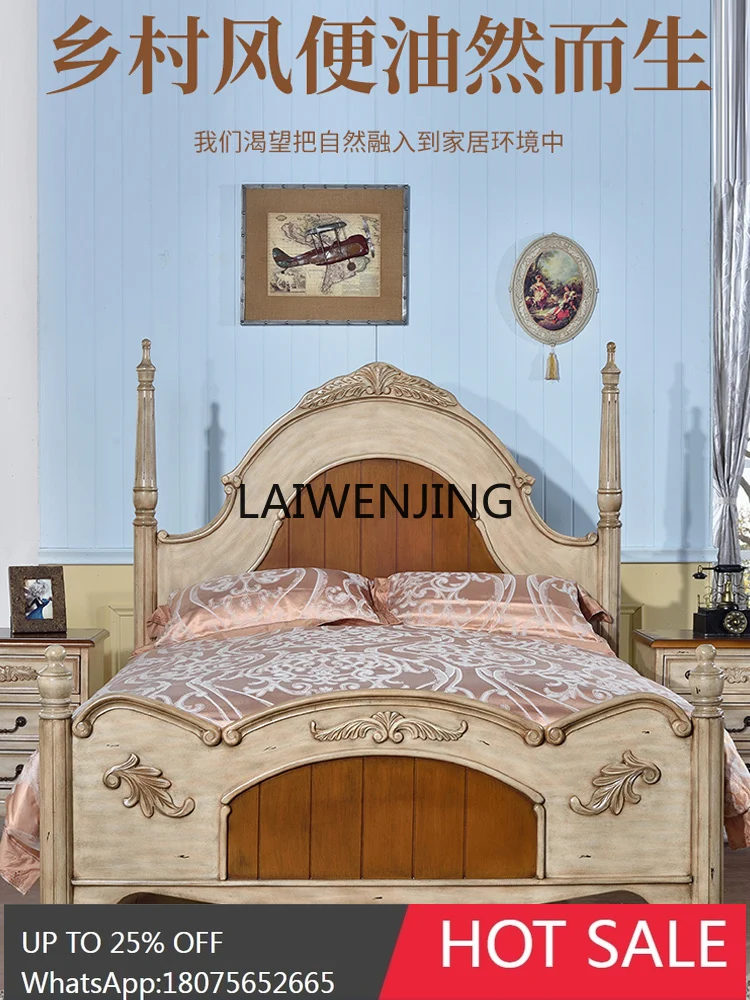 

LYN American country solid wood double bed European retro simple bed American furniture