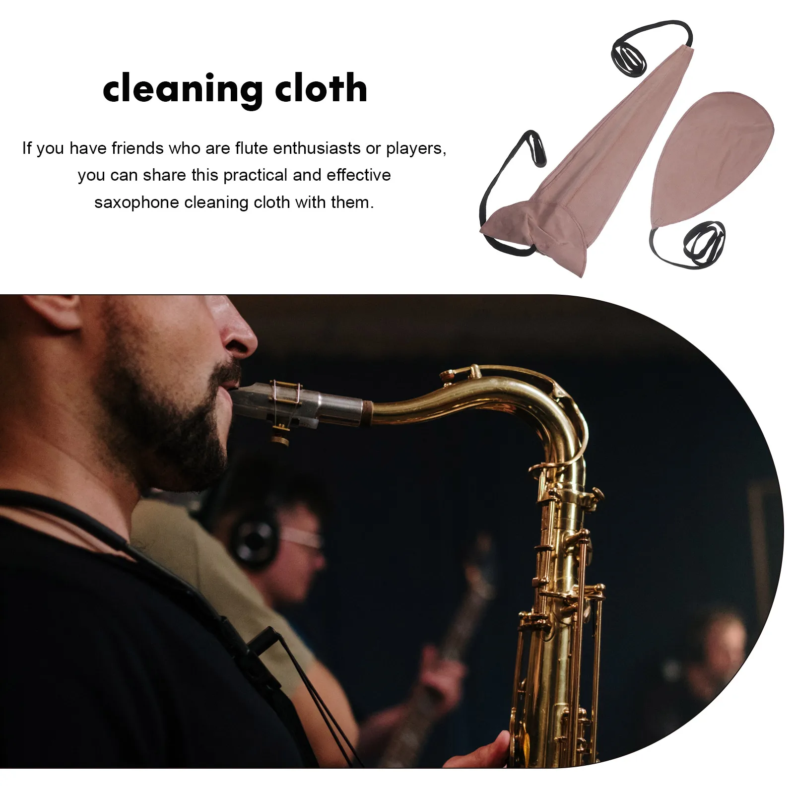 

2pcs Saxophone Cleaning Cloth Fabric Swab for Flute Maintenance Dust Oil Instruments Care Cloth