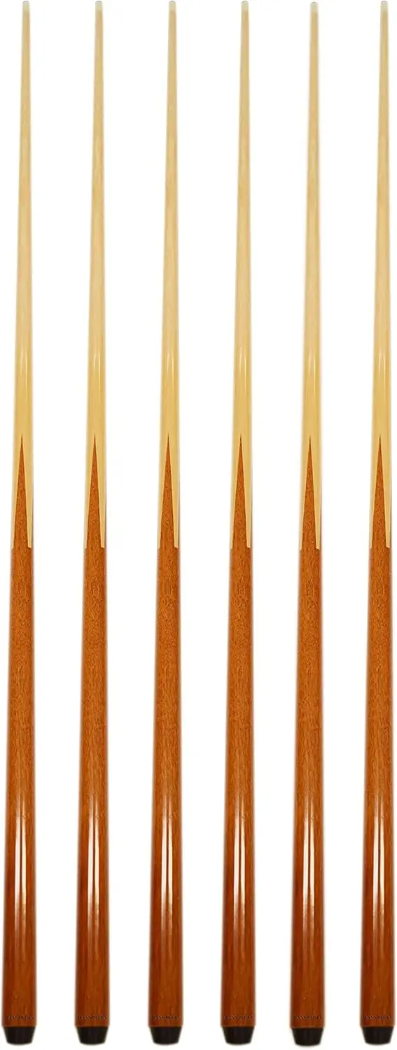 

6-Piece Pool Cue Set 36-57in Hard Wood 4-Prong One-Piece Cues