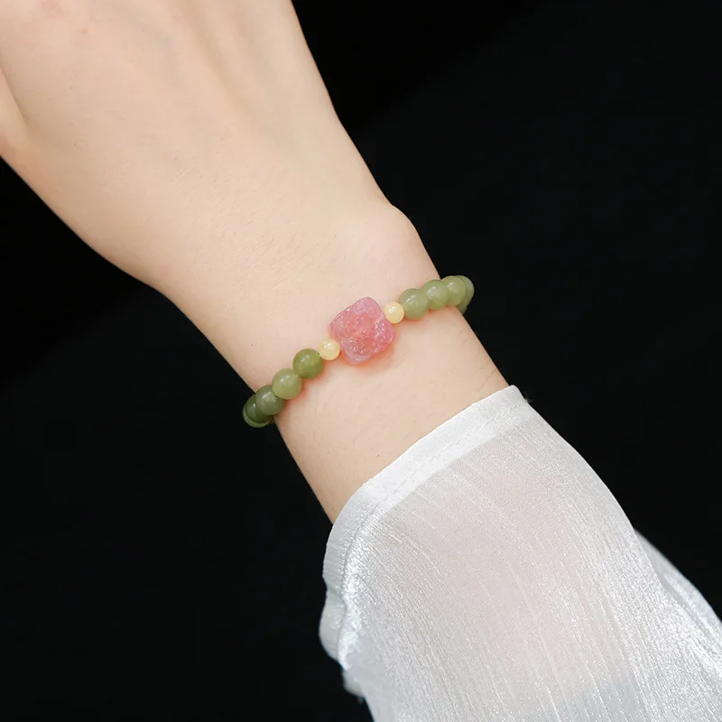 Natural Jade Flower Bead Bracelet Agate Gemstone Exquisite Sexy Young Girls Fashion Real Jewelry Best Selling Holiday Gifts view 4