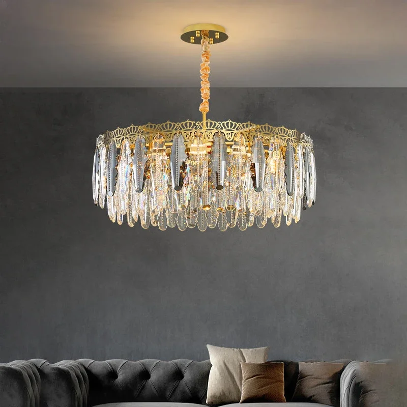 

Modern living room crystal chandelier new bedroom lamp luxury hotel stainless steel decorative lighting