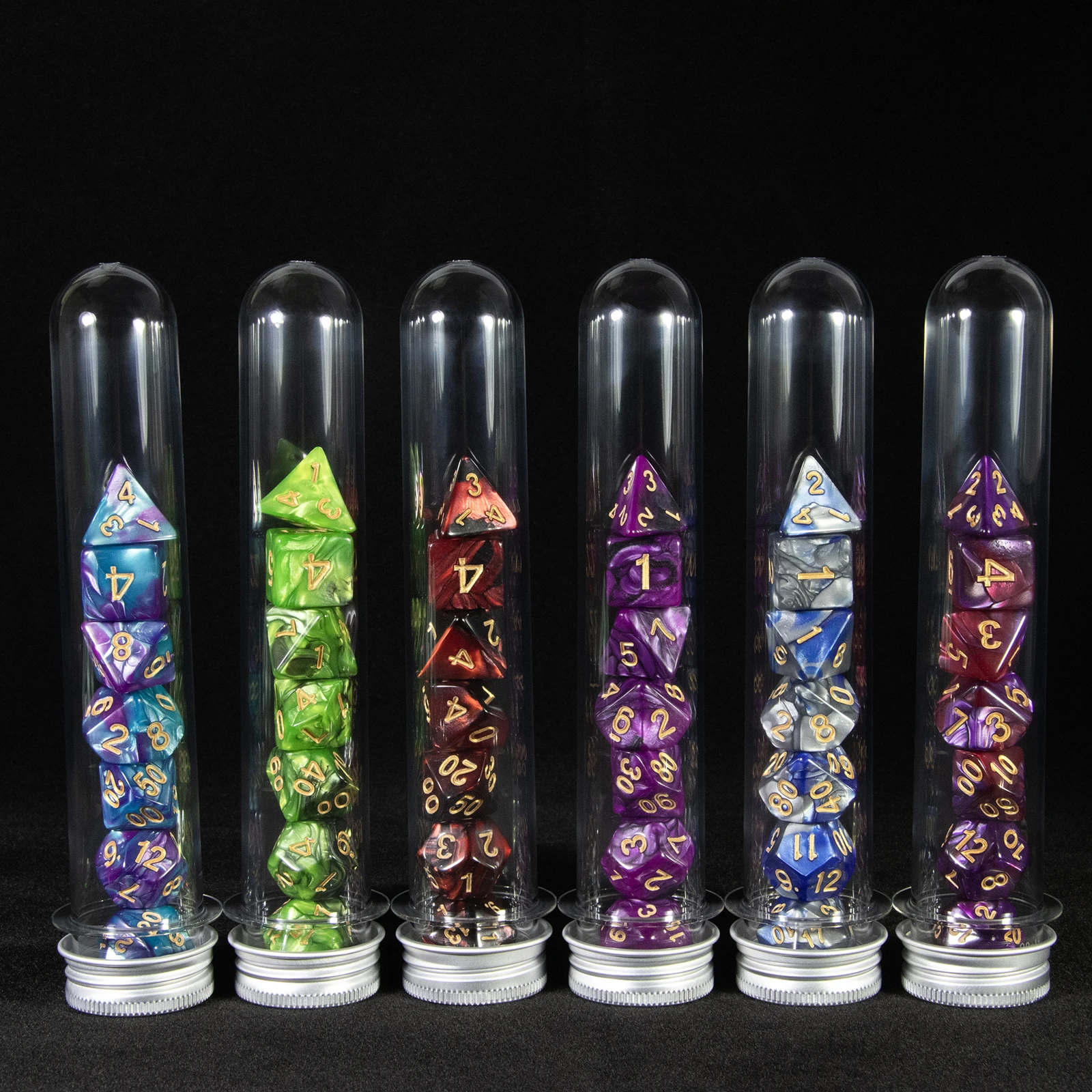 

Board Game Dice Mixing Color Polyhedral Game Dice for Tabletop Game DND TRPG, 7pcs Dice + Storage Tube