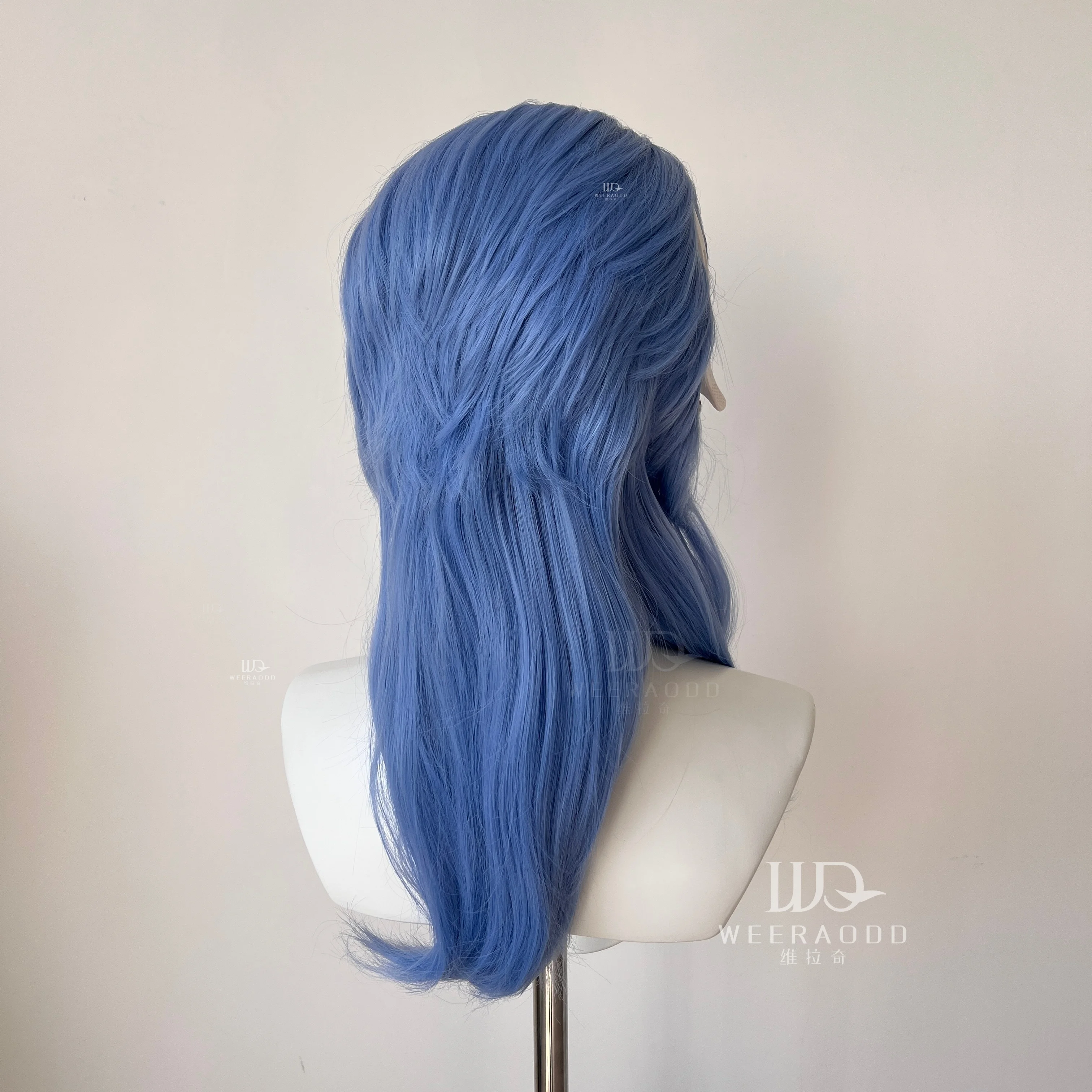Light Blue 13x4 Synthetic Lace Front Wig for Women Cosplay Shoulder Length Mullet Synthetic Wigs Layers Ponytails Glueless Wigs