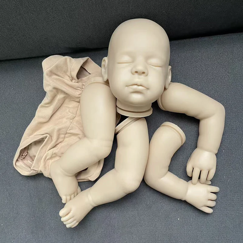 NPK 20Inch Blank Unpainted Fresh Color DIY Doll Parts Reborn Nora with Cloth Body Unfinished Baby Doll Kit
