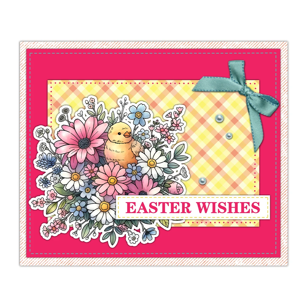 Mangocraft Happy Easter Cute Gnome Clear Stamp Spring Flowers DIY Scrapbooking Supplies Silicone