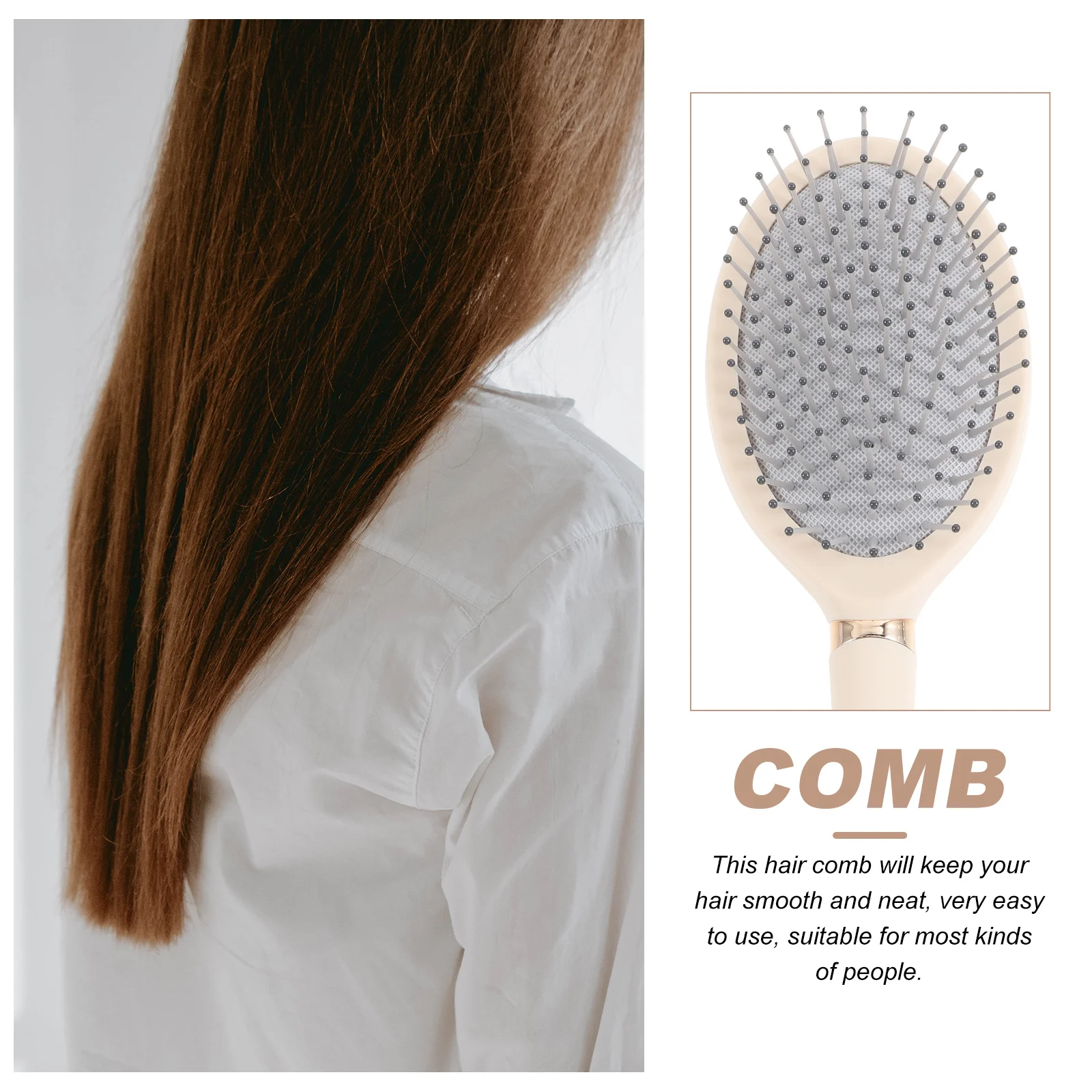 

2Pcs Oval Hair Comb Wet Dry Detangling Brush for Women Long Handle Lightweight Plastic Hair Styling Tool Smooth Finish