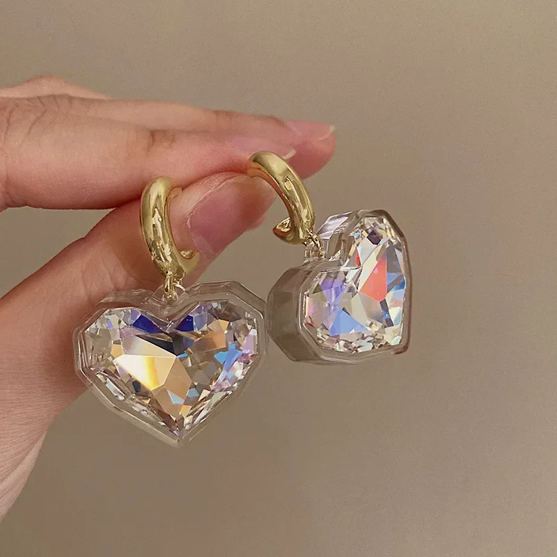 Trendy Jewelry Hot Selling 2024 Trend New Colorful Heart Earrings For Women Girl Sweet Korean Temperament Gift Dropshipping