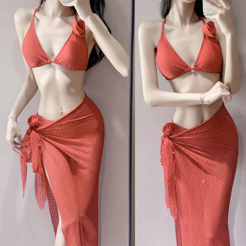 

Bali Thailand Island Vacation Wear A Split Swimsuit Female Sexy Bikini Three-piece Set Cover The Belly and Look Thin Hot Spring
