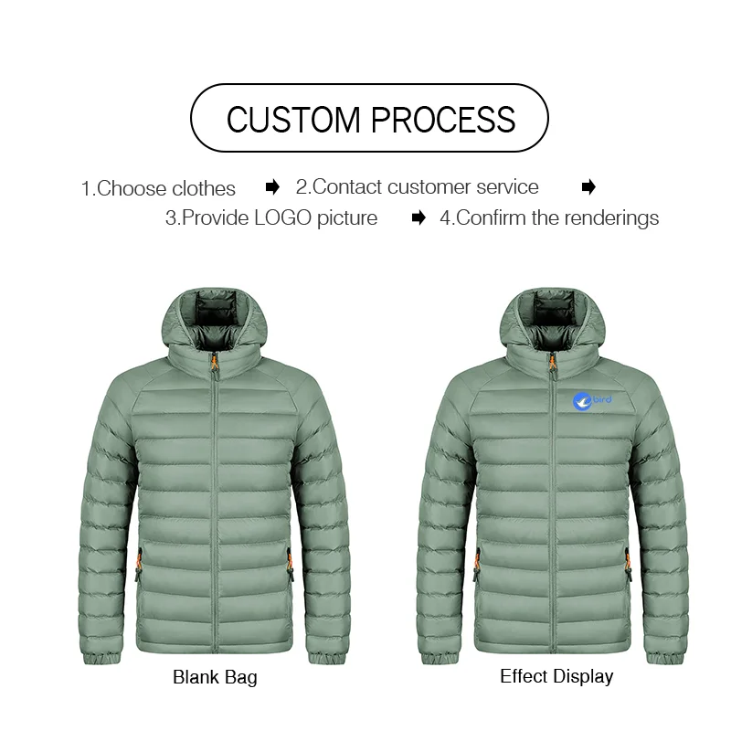 Men Windbreaker Parka Overcoat Men Packable Puffer Jacket Custom Logo Warm Hooded Outdoor for Autumn Winter Coat Printed Parten