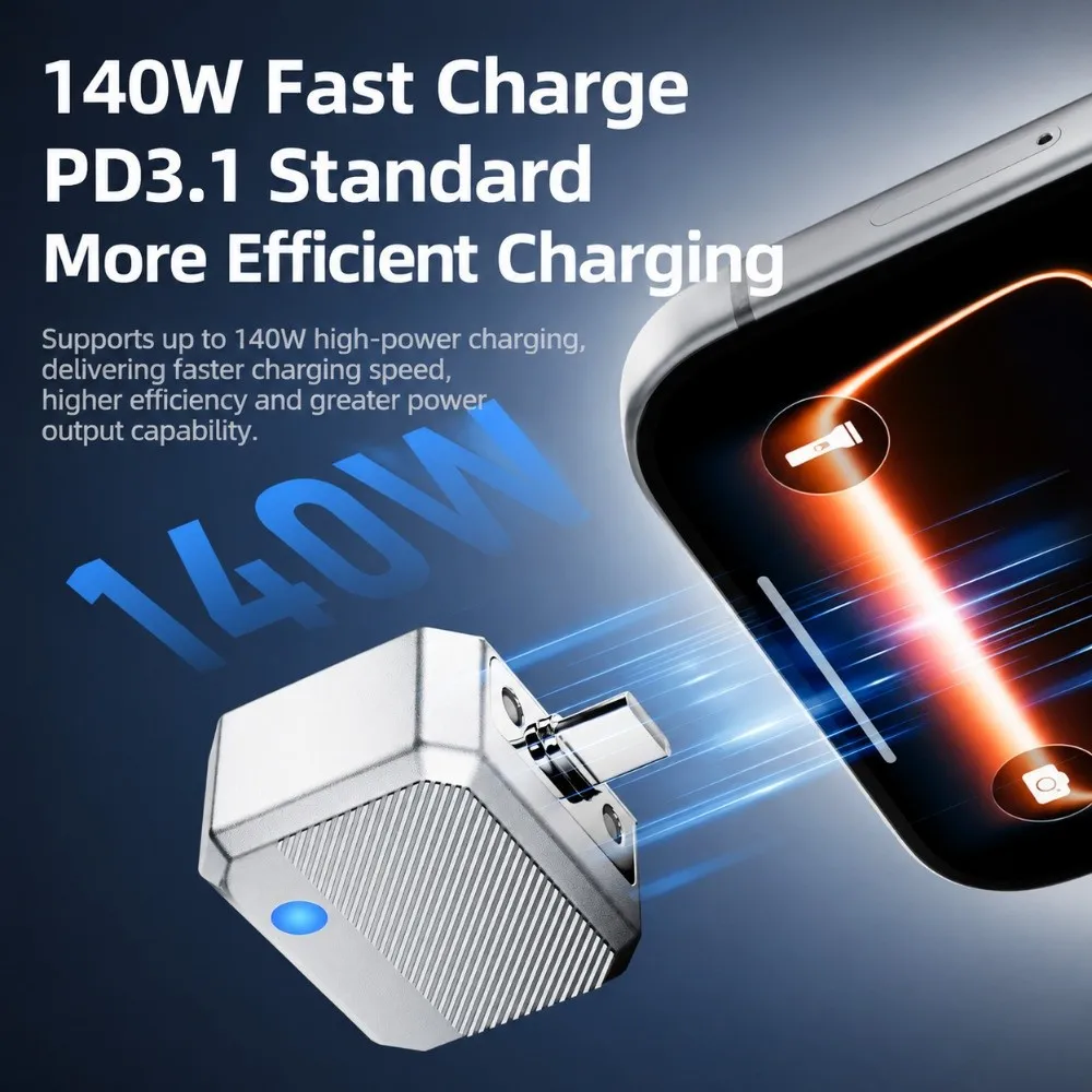 Auto Ejection USB-C Auto Disconnect Adapter 140W PD3.1 480Mbps Automatic Charging Ejector Full Charge Detection LED Indicator