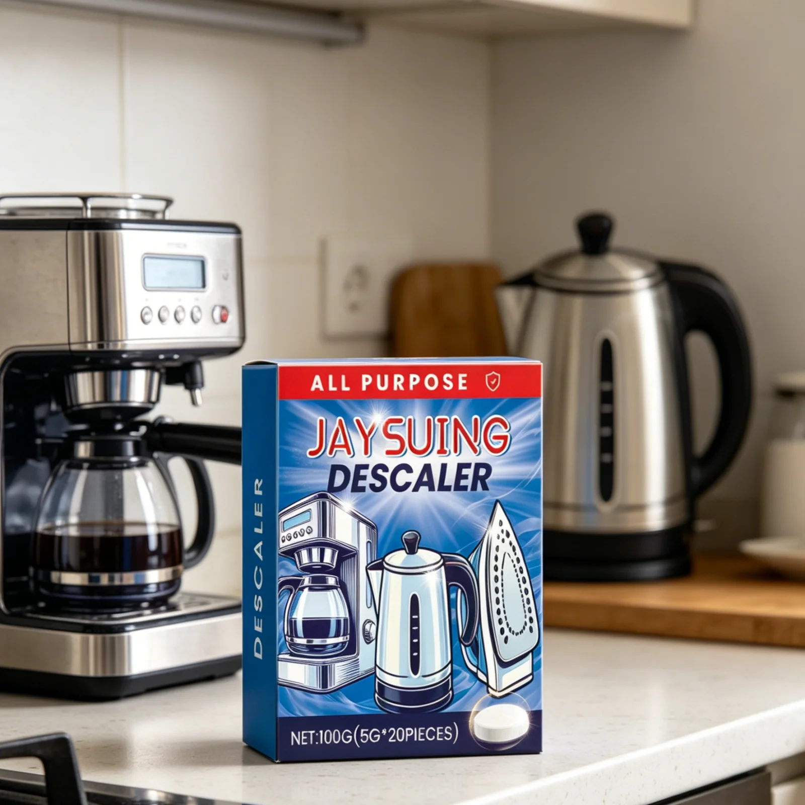 JAYSUING All Purpose Descaler Tablets for Kettle Coffee Machine Deep Cleaning Fast Acting Household Limescale Remover Tablets