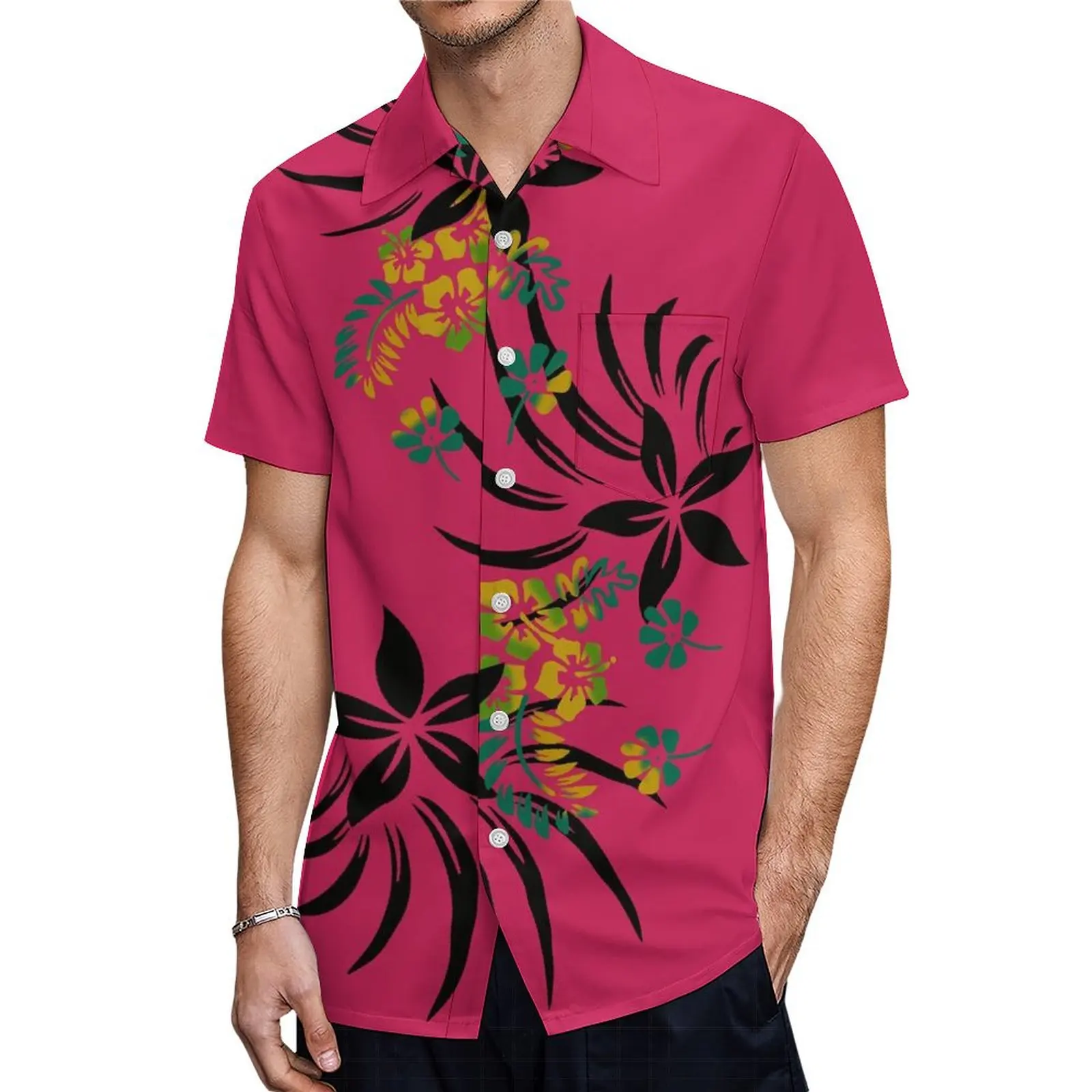 Hot Selling Women\'S Short-Sleeved Dress Polynesian Island Style Couple Suit Samoa Hawaiian Beach Party Aloha Shirt For Men