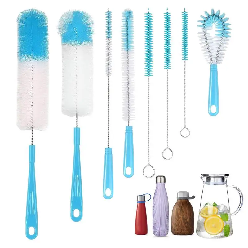 Water Bottle Cleaner Brush Set Cleaning Brush Cup Lid Detail Brush 8 PCS Cleaning Brush With Long Handle Multifunctional Crevice