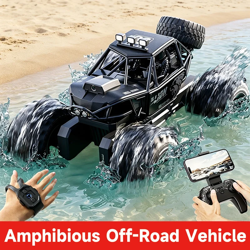 Amphibious 4WD RC Crawler 40Min Run Time Remote Control Car Waterproof APP/Gesture Control Off Road Drift Truck Car Kids Gifts