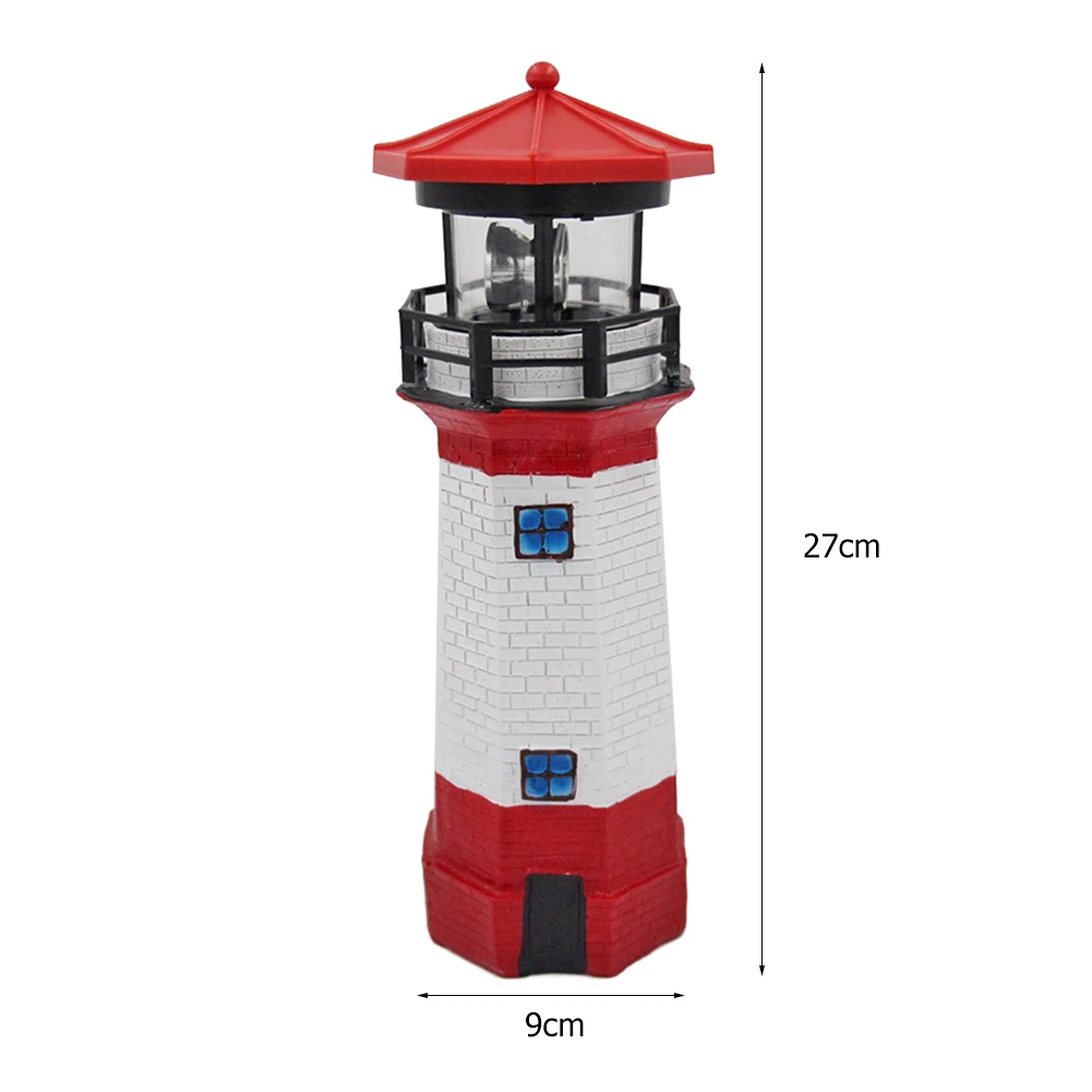 Vuurtoren Vorm Solar Led Licht Tuin Hek Tuin Outdoor Decor Baken Lamp Slimme Sensor Baken Roterende Straal Lamp Tuin Decor