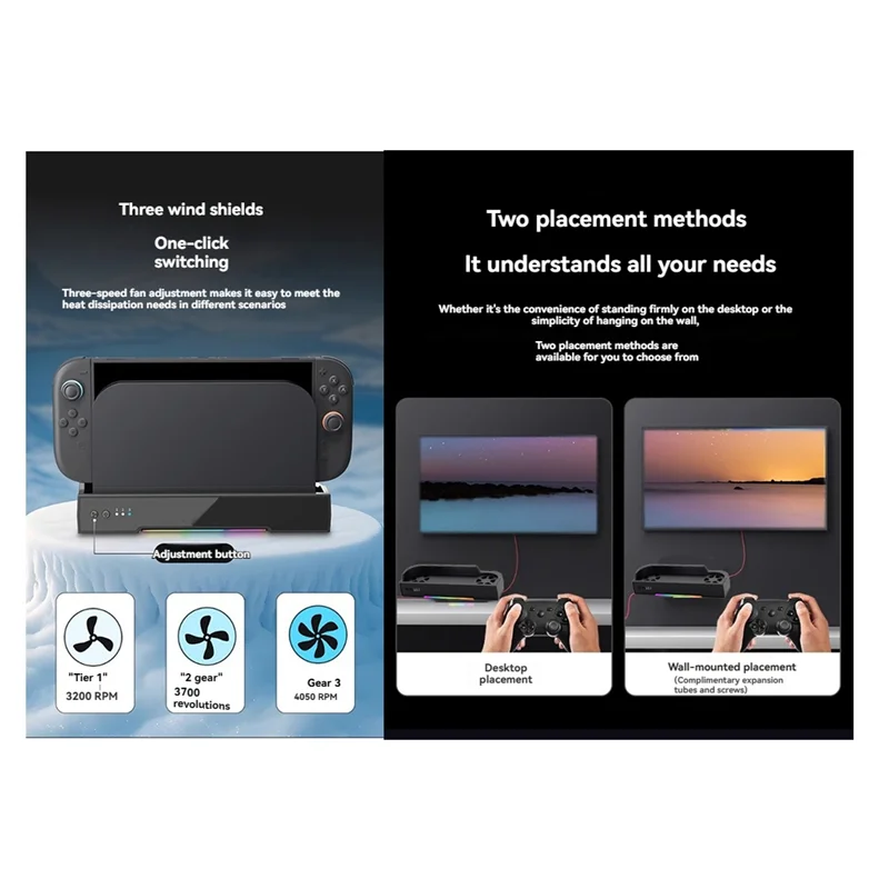 NS2 호스트 벽 브래킷용 Switch2용 JABS 강화 냉각 시스템 팬 베이스로 성능 향상